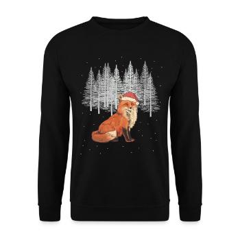 St. Nicholas Fox Foxes Christmas - Unisex Sweatshirt - black - Front - Alina (178cm) & Michal (187cm)