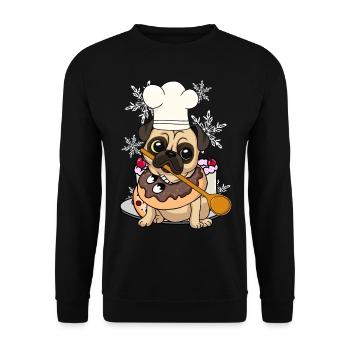 Pug Christmas Dog Dog Christmas Xmas - Unisex Sweatshirt - black - Front - Alina (178cm) & Michal (187cm)
