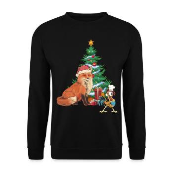 Christmas Christmas Xmas Fox Rooster - Unisex Sweatshirt - black - Front - Alina (178cm) & Michal (187cm)