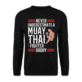 Combattant de Muay Thai Papa Combattant de Muay Thai - Sweat-shirt Unisexe - noir - Devant - Alina (178cm) & Michal (187cm)