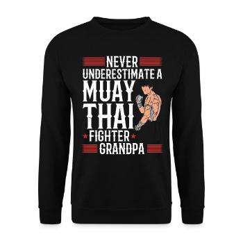 Combattant de Muay Thai Grand-père Combattant de Muay Thai - Sweat-shirt Unisexe - noir - Devant - Alina (178cm) & Michal (187cm)