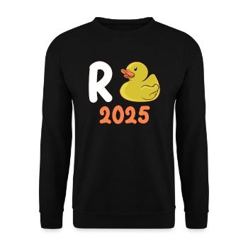 Rente 2025 Ente Rentner 2025 Ruhestand Pension - Unisex Pullover - Schwarz - Vorne - Alina (178cm) & Michal (187cm)