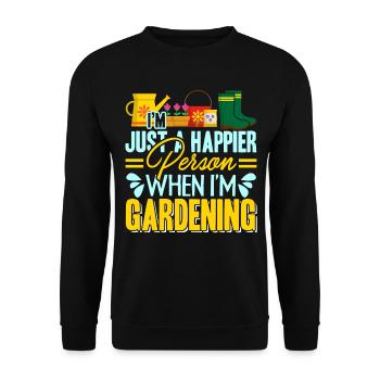 Gardening Happier When I am Gardening - Unisex Sweatshirt - black - Front - Alina (178cm) & Michal (187cm)