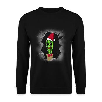St. Nicholas Mother-in-law Christmas Cactus - Unisex Sweatshirt - black - Front - Alina (178cm) & Michal (187cm)