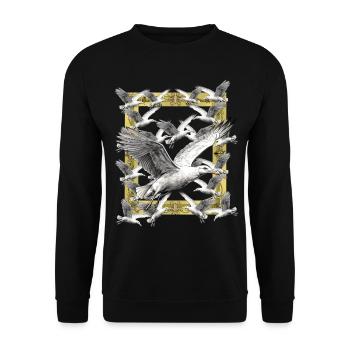 Maritim, Mouettes, Oiseaux marins, Mer du Nord, Mer Baltique - Sweat-shirt Unisexe - noir - Devant - Alina (178cm) & Michal (187cm)