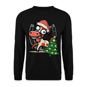 Père Noël Cheval Chevaux Noël Père Noël - Sweat-shirt Unisexe - noir - Devant - Alina (178cm) & Michal (187cm)