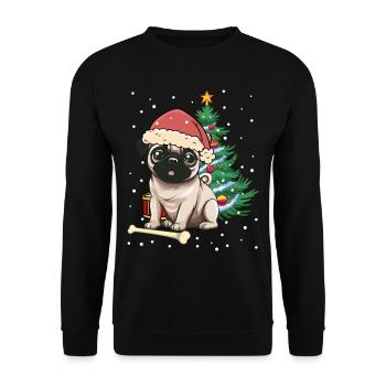 Pug Dog Dogs Santa Claus Santa Claus - Unisex Sweatshirt - black - Front - Alina (178cm) & Michal (187cm)