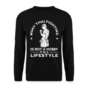 Le combat de Muay Thai n’est pas seulement un passe-temps, c’est une vie - Sweat-shirt Unisexe - noir - Devant - Alina (178cm) & Michal (187cm)