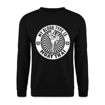 Muay Thai Fighter - Mon groupe sanguin est Muay Thai - Sweat-shirt Unisexe - noir - Devant - Alina (178cm) & Michal (187cm)