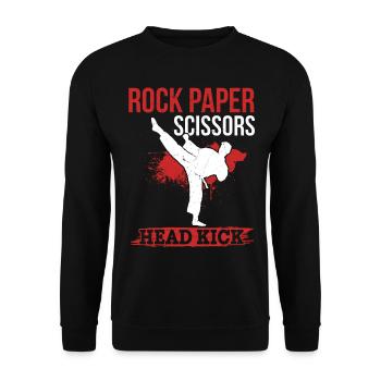 Rock Paper Scissors Head kick - Funny Muay Thai - Unisex Pullover - Schwarz - Vorne - Alina (178cm) & Michal (187cm)