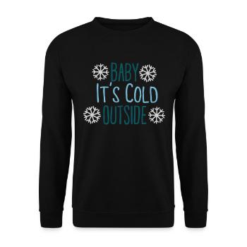 Baby It's Cold Outside Schneeflocke Wintermotiv - Unisex Pullover - Schwarz - Vorne - Alina (178cm) & Michal (187cm)