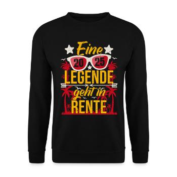 Rente 2025 Eine Legende geht in Rente Abschied - Unisex Pullover - Schwarz - Vorne - Alina (178cm) & Michal (187cm)