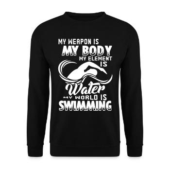 Swimming My World Is Swimming - Unisex Sweatshirt - black - Front - Alina (178cm) & Michal (187cm)