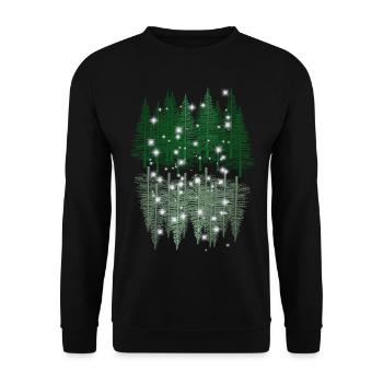 Wald Natur Spiegelung Naturliebhaber Fichten Bäume - Unisex Pullover - Schwarz - Vorne - Alina (178cm) & Michal (187cm)