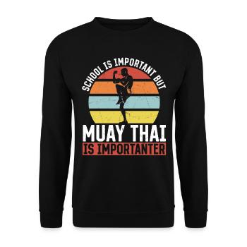 L’école est importante mais Muay Thai Kids Muay Thai F - Sweat-shirt Unisexe - noir - Devant - Alina (178cm) & Michal (187cm)
