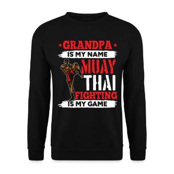 Muay Thai Grandpa is my name Muay Thai fighting is - Unisex Sweatshirt - black - Front - Alina (178cm) & Michal (187cm)