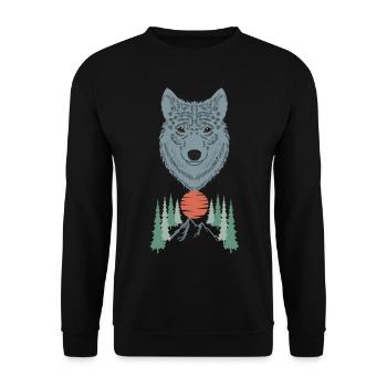 love dog head graphic in nature in the forest - Unisex Pullover - Schwarz - Vorne - Alina (178cm) & Michal (187cm)
