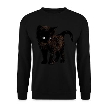 Brown Cat Pet Graphic Design Animal Art - Unisex Sweatshirt - black - Front - Alina (178cm) & Michal (187cm)