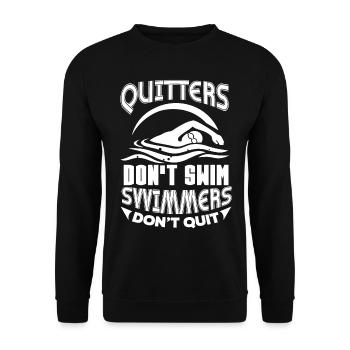 Swimming Quitters Don't Swim Swimmers Dont Quit - Unisex Sweatshirt - black - Front - Alina (178cm) & Michal (187cm)