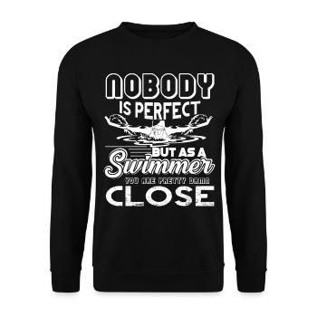 Swimming Nobody Is Perfect - Unisex Sweatshirt - black - Front - Alina (178cm) & Michal (187cm)