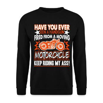 Motorcycle Keep Riding My Ass - Unisex Sweatshirt - black - Front - Alina (178cm) & Michal (187cm)