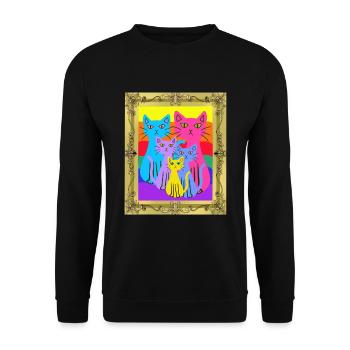 Famille Chat Chats Chaton Coloré - Sweat-shirt Unisexe - noir - Devant - Alina (178cm) & Michal (187cm)