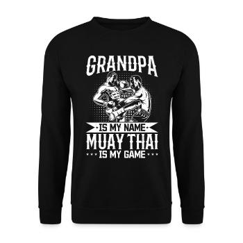 Grandpa is my name Muay Thai is my game - Grandpa - Unisex Pullover - Schwarz - Vorne - Alina (178cm) & Michal (187cm)