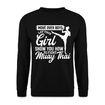 Move over boys let this girl show you how to fight - Unisex Sweatshirt - black - Front - Alina (178cm) & Michal (187cm)