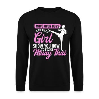 Move over boys let this girl show you how to fight - Unisex Sweatshirt - black - Front - Alina (178cm) & Michal (187cm)
