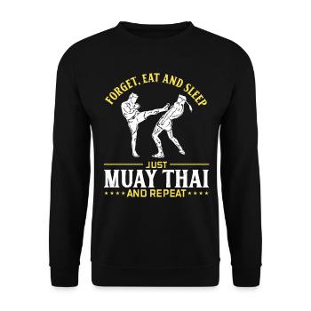 Forget eat and sleep just Muay Thai and repeat - M - Unisex Pullover - Schwarz - Vorne - Alina (178cm) & Michal (187cm)