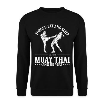 Forget eat and sleep just Muay Thai and repeat - M - Unisex Pullover - Schwarz - Vorne - Alina (178cm) & Michal (187cm)