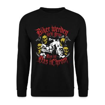 Werden Nicht Grau Das Ist Chrom Motorradfahrer - Unisex Pullover - Schwarz - Vorne - Alina (178cm) & Michal (187cm)