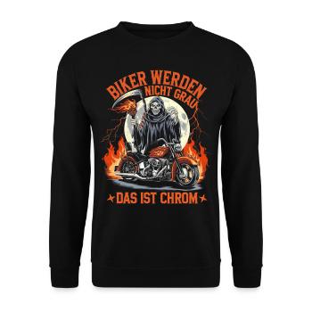 Werden Nicht Grau Das Ist Chrom Motorradfahrer - Unisex Pullover - Schwarz - Vorne - Alina (178cm) & Michal (187cm)