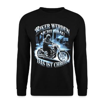 Werden Nicht Grau Das Ist Chrom Motorradfahrer - Unisex Pullover - Schwarz - Vorne - Alina (178cm) & Michal (187cm)