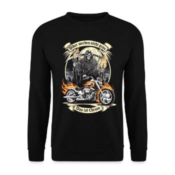 Werden Nicht Grau Das Ist Chrom Motorradfahrer - Unisex Pullover - Schwarz - Vorne - Alina (178cm) & Michal (187cm)