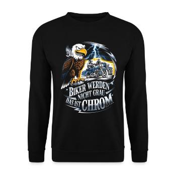 Werden Nicht Grau Das Ist Chrom Motorradfahrer - Unisex Pullover - Schwarz - Vorne - Alina (178cm) & Michal (187cm)