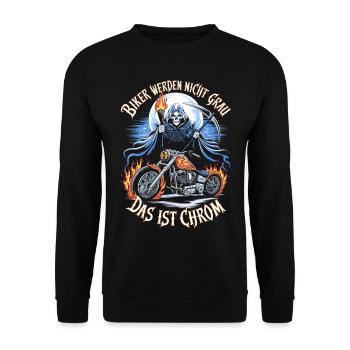 Werden Nicht Grau Das Ist Chrom Motorradfahrer - Unisex Pullover - Schwarz - Vorne - Alina (178cm) & Michal (187cm)