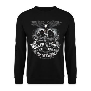 Werden Nicht Grau Das Ist Chrom Motorradfahrer - Unisex Pullover - Schwarz - Vorne - Alina (178cm) & Michal (187cm)