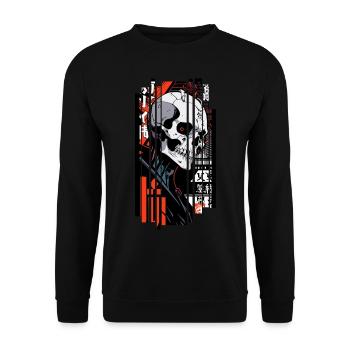Ver.1 - Cyborg skull red black kanji - Unisex Sweatshirt - black - Front - Alina (178cm) & Michal (187cm)