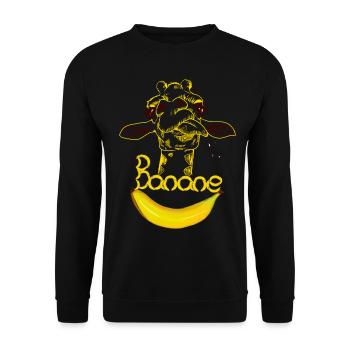 Giraffe Giraffen Banane Bananen - Unisex Pullover - Schwarz - Vorne - Alina (178cm) & Michal (187cm)