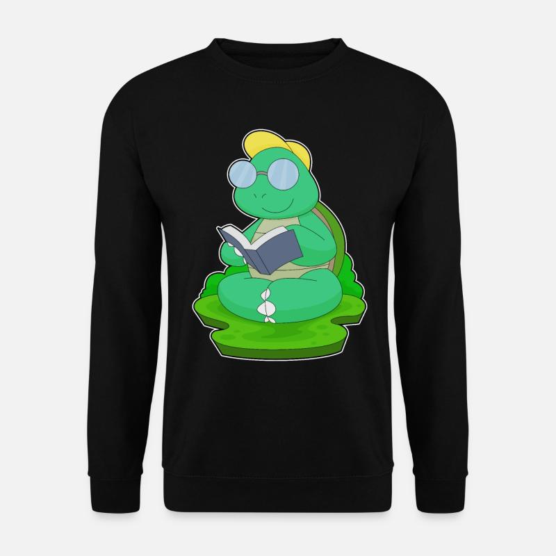 Turtle Nerd Book Glasses - Unisex Sweatshirt - black