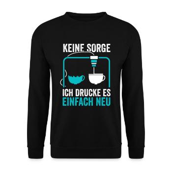 3D Druck Modellbau Keine Sorge - Unisex Pullover - Schwarz - Vorne - Alina (178cm) & Michal (187cm)