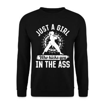 Muay Thai Girls - Just a girl who kicks you in the - Unisex Sweatshirt - black - Front - Alina (178cm) & Michal (187cm)