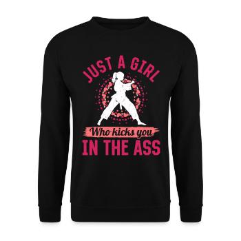 Juste une fille qui vous botte le cul - Muay Thai G - Sweat-shirt Unisexe - noir - Devant - Alina (178cm) & Michal (187cm)
