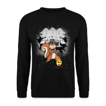Winter Forest Squirrel Kids - Unisex Sweatshirt - black - Front - Alina (178cm) & Michal (187cm)