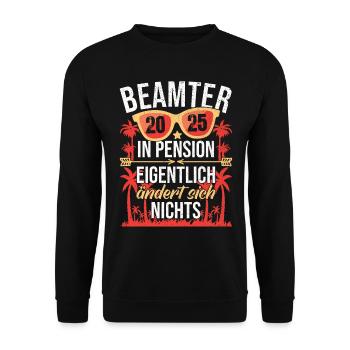Pension Pensionierung Beamter Pensionär 2025 - Unisex Pullover - Schwarz - Vorne - Alina (178cm) & Michal (187cm)