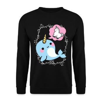 Narwhal Dreaming Of Unicorn - Unisex Sweatshirt - black - Front - Alina (178cm) & Michal (187cm)