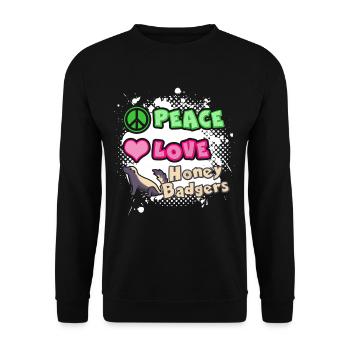 Peace Love Honey Badgers - Unisex Sweatshirt - black - Front - Alina (178cm) & Michal (187cm)