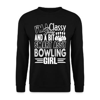 Bowling Sassy Bowling Girl - Unisex Sweatshirt - black - Front - Alina (178cm) & Michal (187cm)