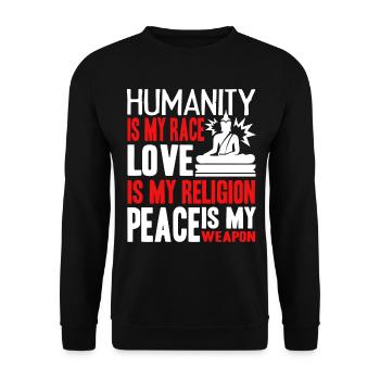 Buddha Humanity Is My Race Buddha - Unisex Sweatshirt - black - Front - Alina (178cm) & Michal (187cm)